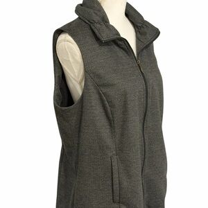 Coldwater Creek Charcoal Herringbone Vest sz 16 EUC